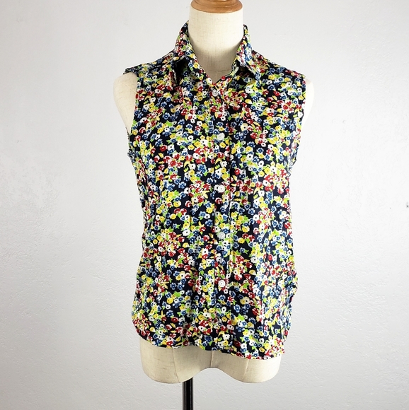 Vintage 90s Guess USA Floral Button Sleeveless Top - Picture 12 of 17